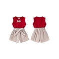 thumbnail image 2 of Suagox Baby Girl 2Pcs Clothes Summer Outfits Cute Sleeveless Bow Tank Tops + Shorts Set Toddler for 6-24 Months and 2-4 Years Old Baby, 2 of 10
