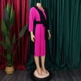 thumbnail image 4 of AURA Plus Size Women 2026 Elegant Color Block Strap Pleated High Waist Midi Dress, 4 of 10
