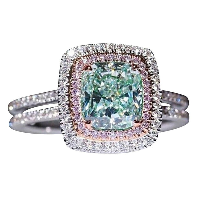 Bague de Mode pour Femmes Verte Ronde Diamant Bague de Mariage Cadeau 1 Pce Bague