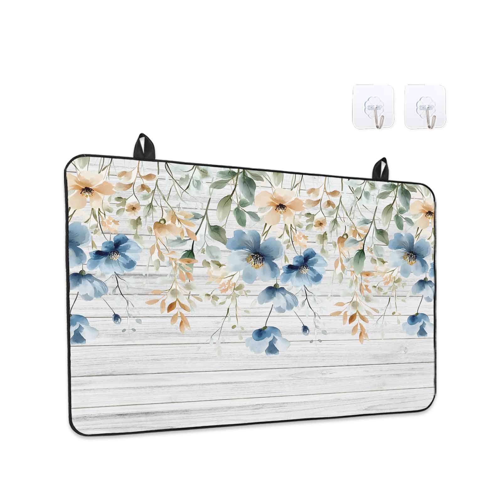 Spring Floral Stove Top Cover for Electric Stove, Heat-proof & Non Slip Glass Top Stove Cover Protector, Weeping Blue Botanical Summer Vintage Kitchen Flat Cooktop Rubber Mat 24x21 Inches