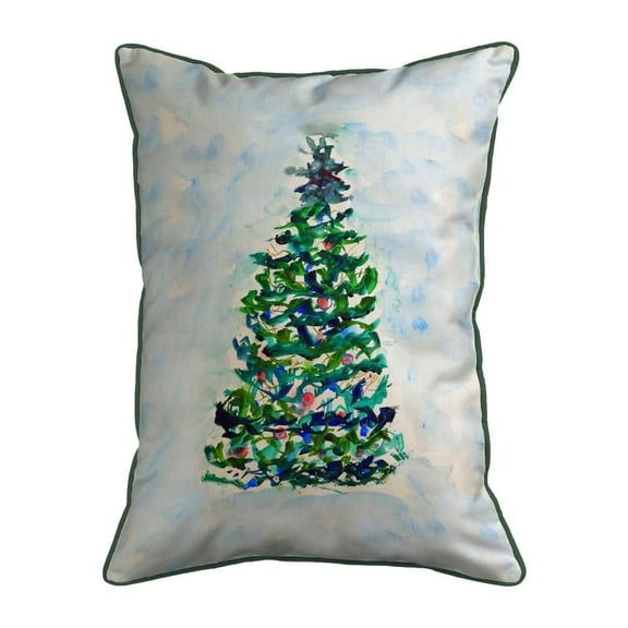 Betsy Drake Interiors Blue Lights Christmas Tree Large Indoor/Outdoor Pillow 16x20
