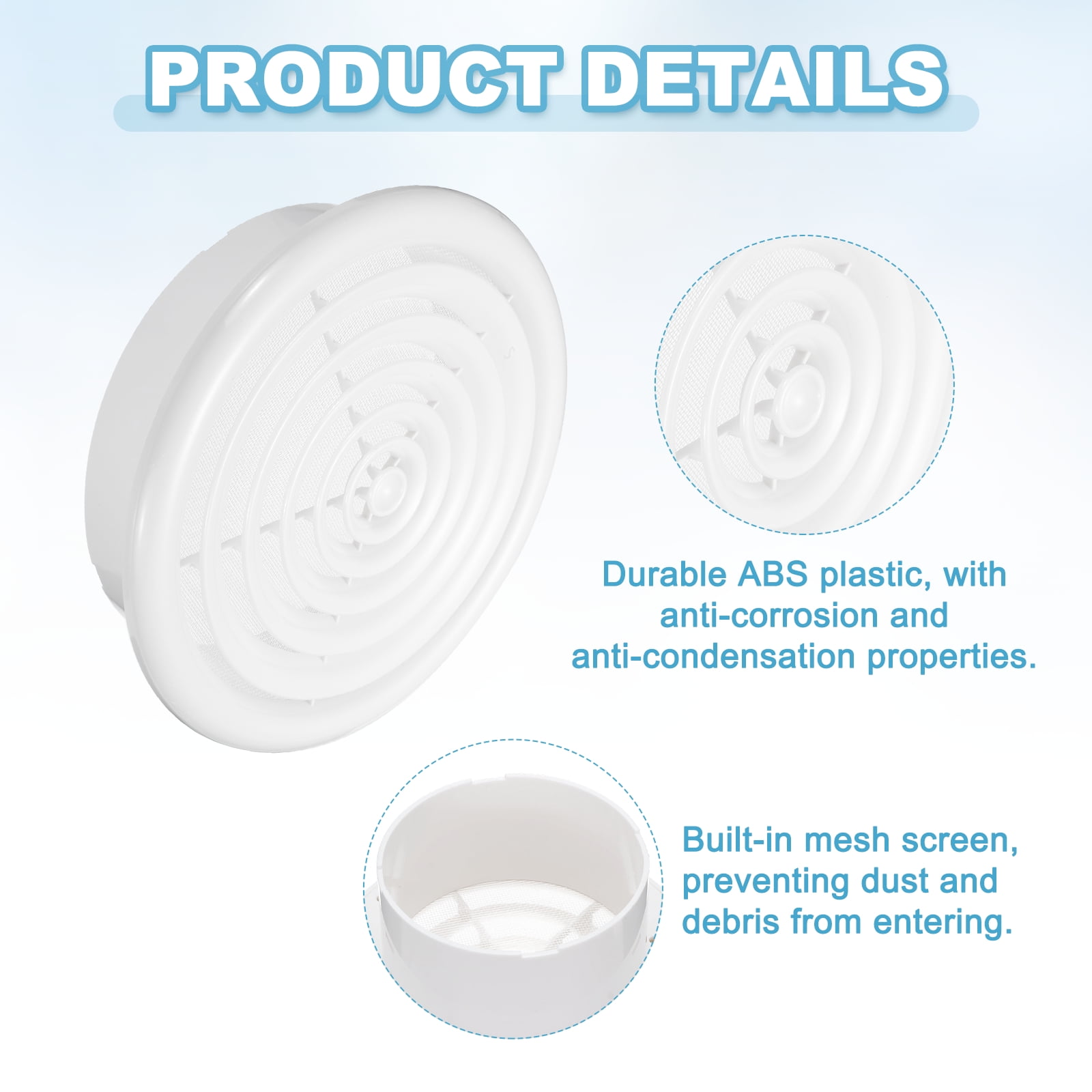 Uxcell 8 Inch Round Air Vent Cover, ABS Louver Air Diffuser Ceiling Vent Covers, White