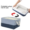 thumbnail image 5 of PiccoCasa Foldable Storage Basket Handle Fabric Box Closet, Dark Blue Stripe, Medium, 5 of 7
