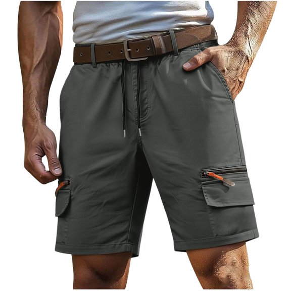 LMOIPLI Mens Relaxed Fit Cargo Shorts Casual Work Shorts with Multi-Pockets Hiking Shorts for Outdoor Activities Dark Gray M