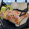 thumbnail image 2 of COEQINE Quilted Golf Cart Seat Cover, Folds Like a Bag with Handle for Easy Carry, Universal Fit 51.2"x30.3" for EZGO Yamaha Club Car 2-Seaters, 4 Pockets, Orange Pink Daisy Hippie Flower, 2 of 8
