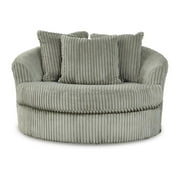 Signature Design by Ashley Lindyn Oversized Swivel Fabric Accent Chair in Gray