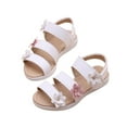 thumbnail image 4 of ZACPNCV Girl's Sandals Dressy Leather Braided Rhinestone Glitter Summer Beach Ankle Strap Flat Sandals White 10-11 Years, 4 of 9