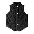 thumbnail image 3 of YDFCWXW Cropped Puffer Vest Women Lightweight Quilted Stand Collar Sleeveless Jackets Fall Winter 2025 Button Zip Up Coat Black, L, 3 of 3