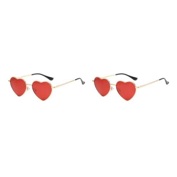 Qarigey Gafas de sol en forma de corazón de PVC, marco de metal dorado y lente Tac para una elegante protección solar antideslizante Type6 NO6