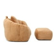 thumbnail image 4 of Newest Shell-Shaped Faux Fur Lounger with Footstool, khaki Bean Bag Chair for Princess Room & Fantasy Corner, 4 of 10