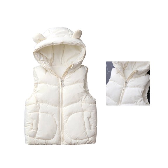 Girls Winter Coat Vest With Hood Stylish Casual Outerwear for Toddlers and Children 1 to 4 Years Old Warm Quilted Jacket