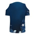 thumbnail image 5 of Otvok Womens Dark Blue Blouses Short Sleeved V-Neck Off Shoulder Fashionable Tops, 5 of 6