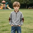 thumbnail image 2 of Hurxie Boy's Quarter Zip Pullover Lightweight Mock Neck Active Tops Kids Sweatshirts, Long Sleeve Golf Shirts School Fall Sports Clothes 110, 2 of 5