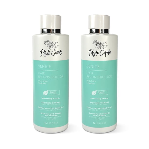I Belli Capelli Venice Tratamiento Capilar con Queratina Orgánica Alisado - Aplicación en 1 Paso Sin Formaldehído Keratina Organica Keratina Para Alisar El Pelo Sin Formol 2 unidades (33.8 Fl Oz/1L)