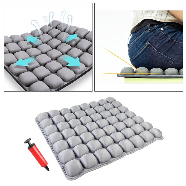 Alfombrilla inflable para silla de ruedas con funda de cojín para asiento con bomba inflable, almohadilla para silla de aire, aviones para coche - gris Salvador Cojín de asiento inflable