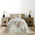 thumbnail image 3 of Ambesonne Minimal Flowers Quilted Coverlet 2 Pcs, Wildflowers Meadow, Twin Size, Blush Ivory Sage Green, 3 of 4