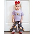 thumbnail image 3 of Toddler Baby Girl Halloween Outfits Pumpkin Bucket Print Short Sleeves T-Shirt and Elastic Flare Pants 6 12 18 Months 2T 3T 4T 5T Cute Fall Clothes Set, 3 of 9