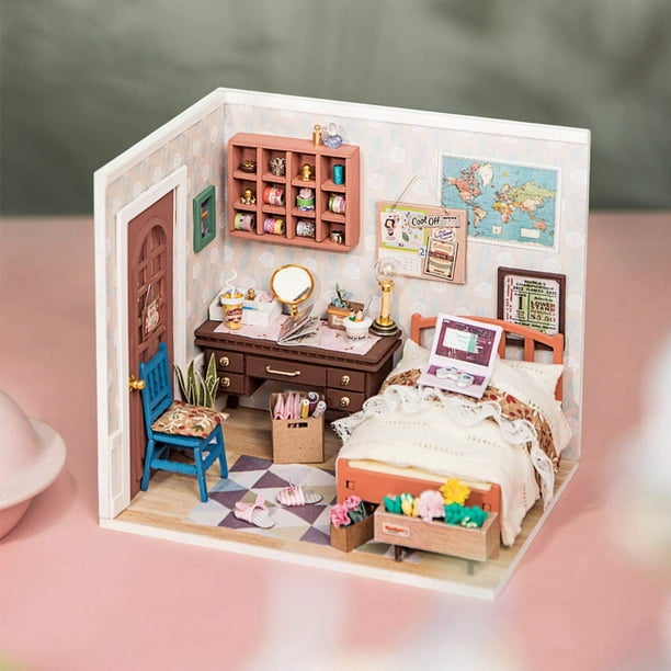 Rolife DIY Miniature Dollhouse Kit Chambre Échelle Modèle Diorama Cadeaux  pour Adolescents/Adultes (Anne's Bedroom) 