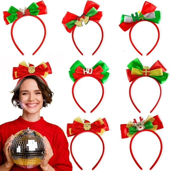 Yoyauz Christmas Bow Headband Christmas Bow Headband Red Green Headband Christmas Holiday Headband Cute Headband Ladies Girls Holiday Party Clothing Supplies Gifts