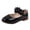 Black, variant on Bxsruta Little Girls Mary Janes Flat Shoes Floral Flower Strap Dress Shoes Party Walking Shoes