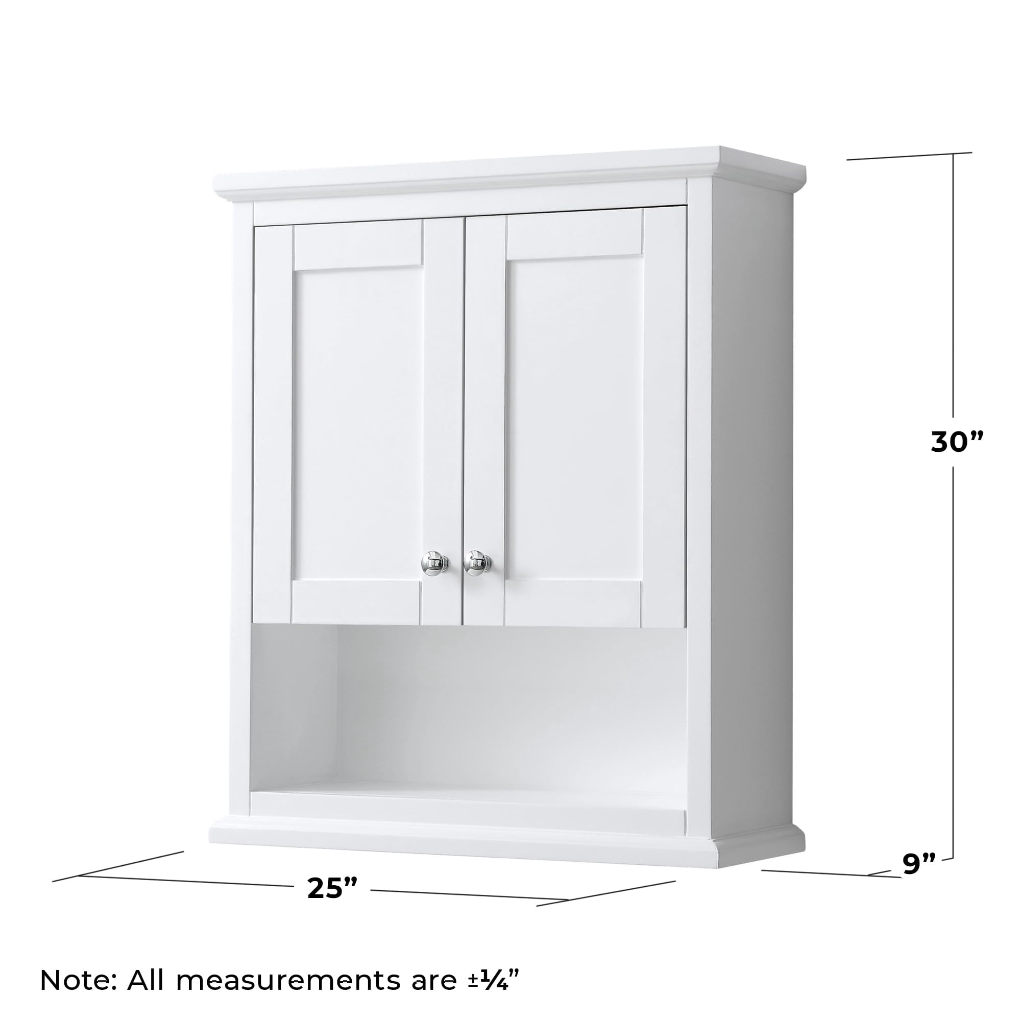 Wyndham Collection Avery 25" Wall-Mounted Wood Bathroom Storage Cabinet in White
