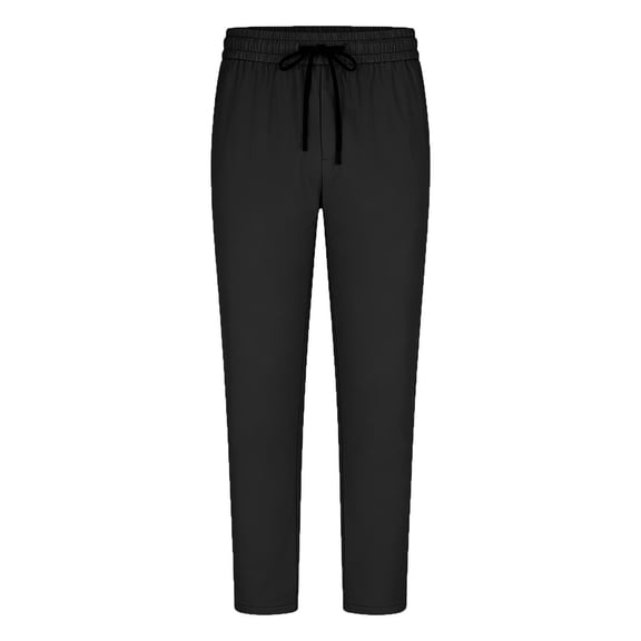 Wyobmus Mens Ice Silk Pants Summer Casual Thin Quick Dry Casual Slacks Elastic Waist Button Work Trousers Black