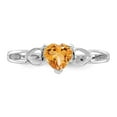 thumbnail image 4 of 10K White Gold Ring Band with Stones (11) November Citrine Heart Yellow, 4 of 5