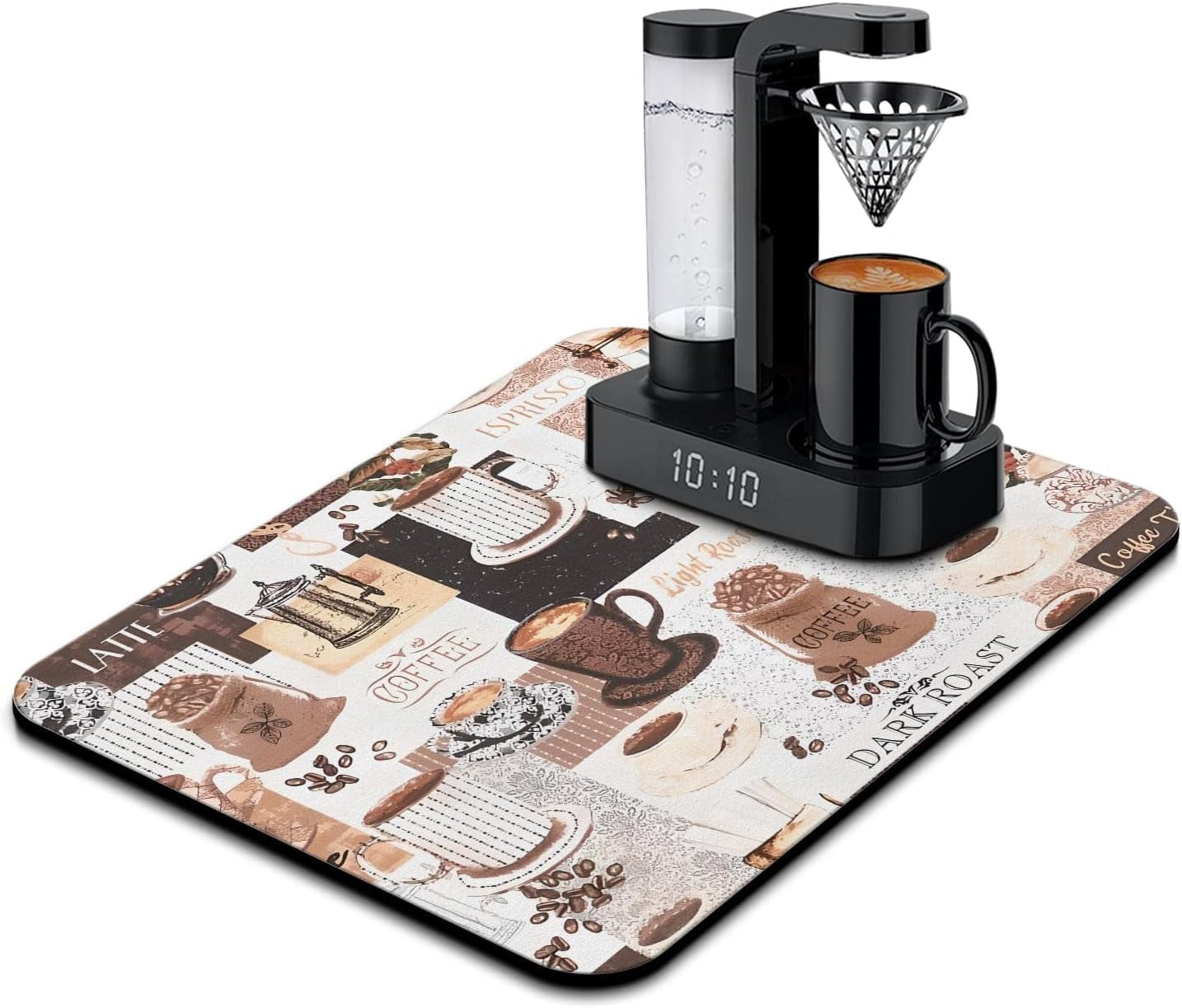 Coffee Bar Mat Accessories for Countertop Absorbent Hide Stain Rubber