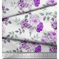 thumbnail image 3 of Soimoi Purple Polyester Crepe Fabric Leaves & Rose Flower Decor Fabric Printed BTY 42 Inch Wide, 3 of 3