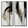 thumbnail image 2 of Designart "Expression in Black, White, and Gold I" Abstract Framed Wall Art Set Of 2 - Black Geometric Frame Gallery Set For Office Decor, 2 of 6
