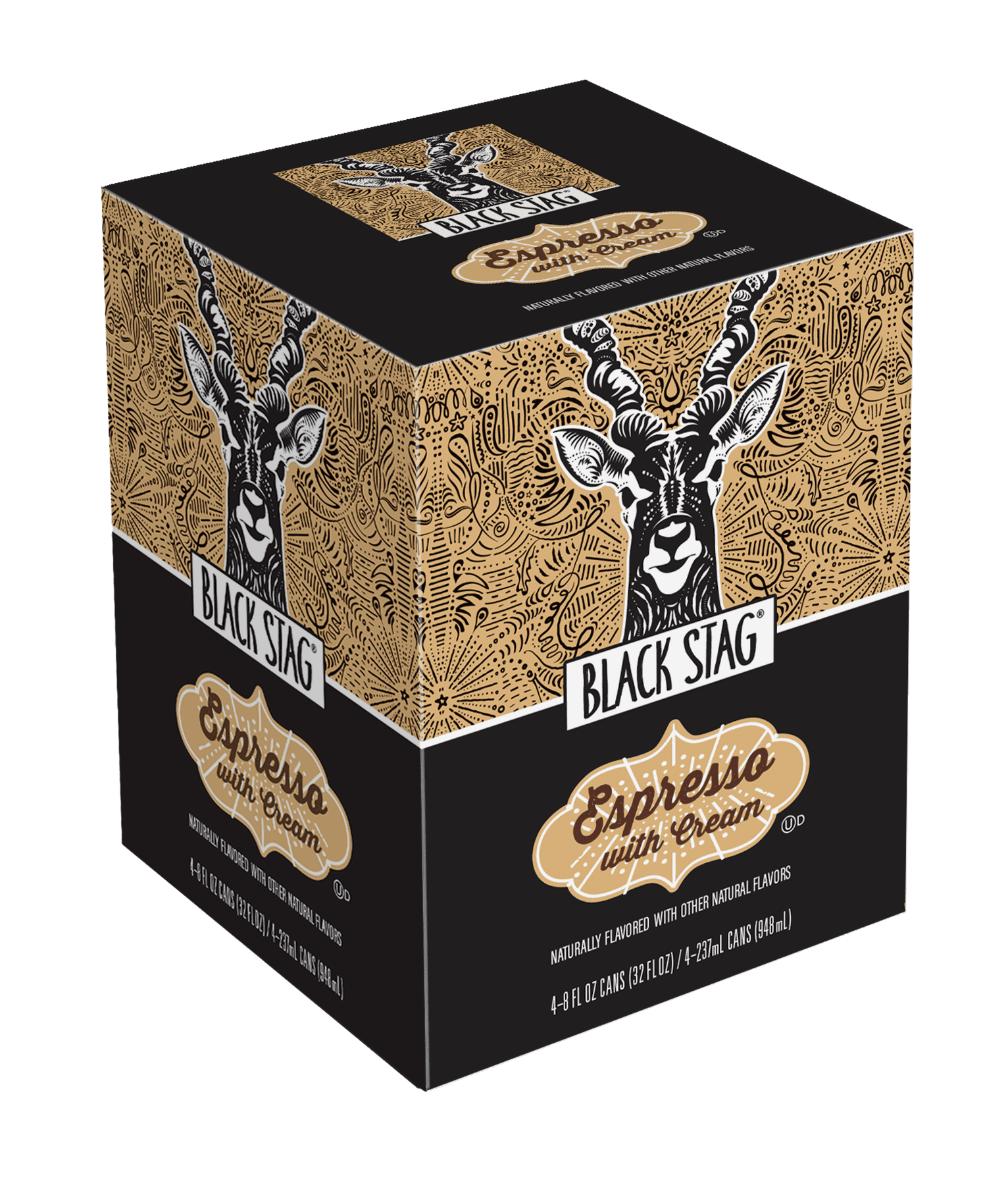Black Stag Espresso with Cream, 8oz Ready to Drink Cans, 4 Pack