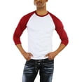 thumbnail image 6 of ToBeInStyle Mens Sleeved Baseball Inspired Classic Shirt Tee - 3/4 Sleeve - Burgundy/White - Small, 6 of 6