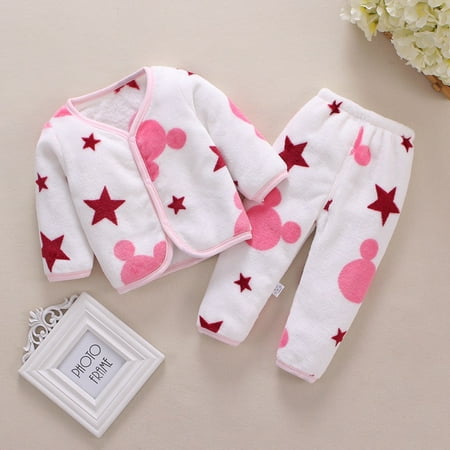 

Baby Clothes Baby Sleeping Clothing Coral Down Two-piece Newborn Clothes Warm Pajamas Sleeping Sack Wearable Blanket