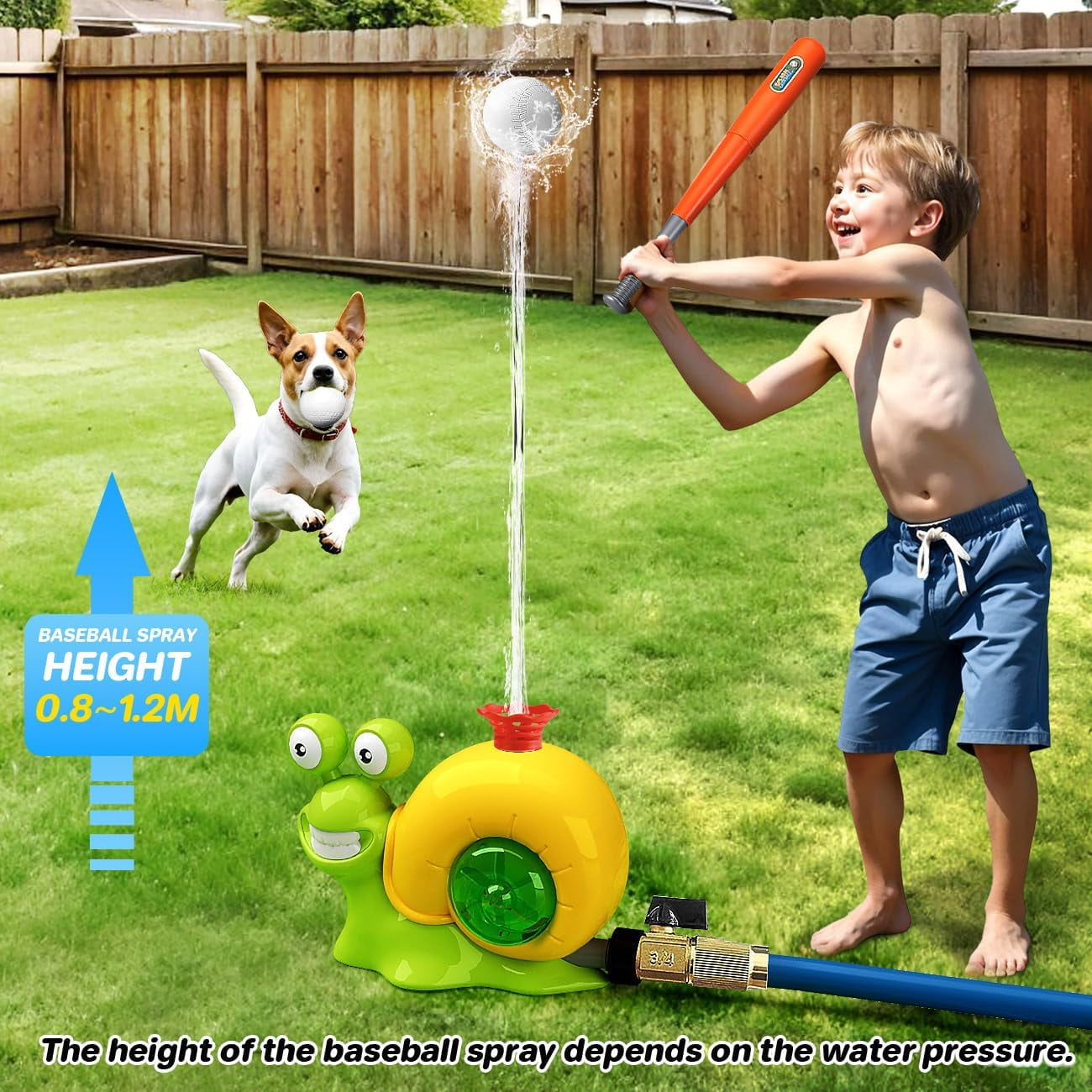 Water Sprinkler, Outdoor Water Spray Toy with Baseball Game Play, Garden Hose Splash Toy for Backyard Summer Fun