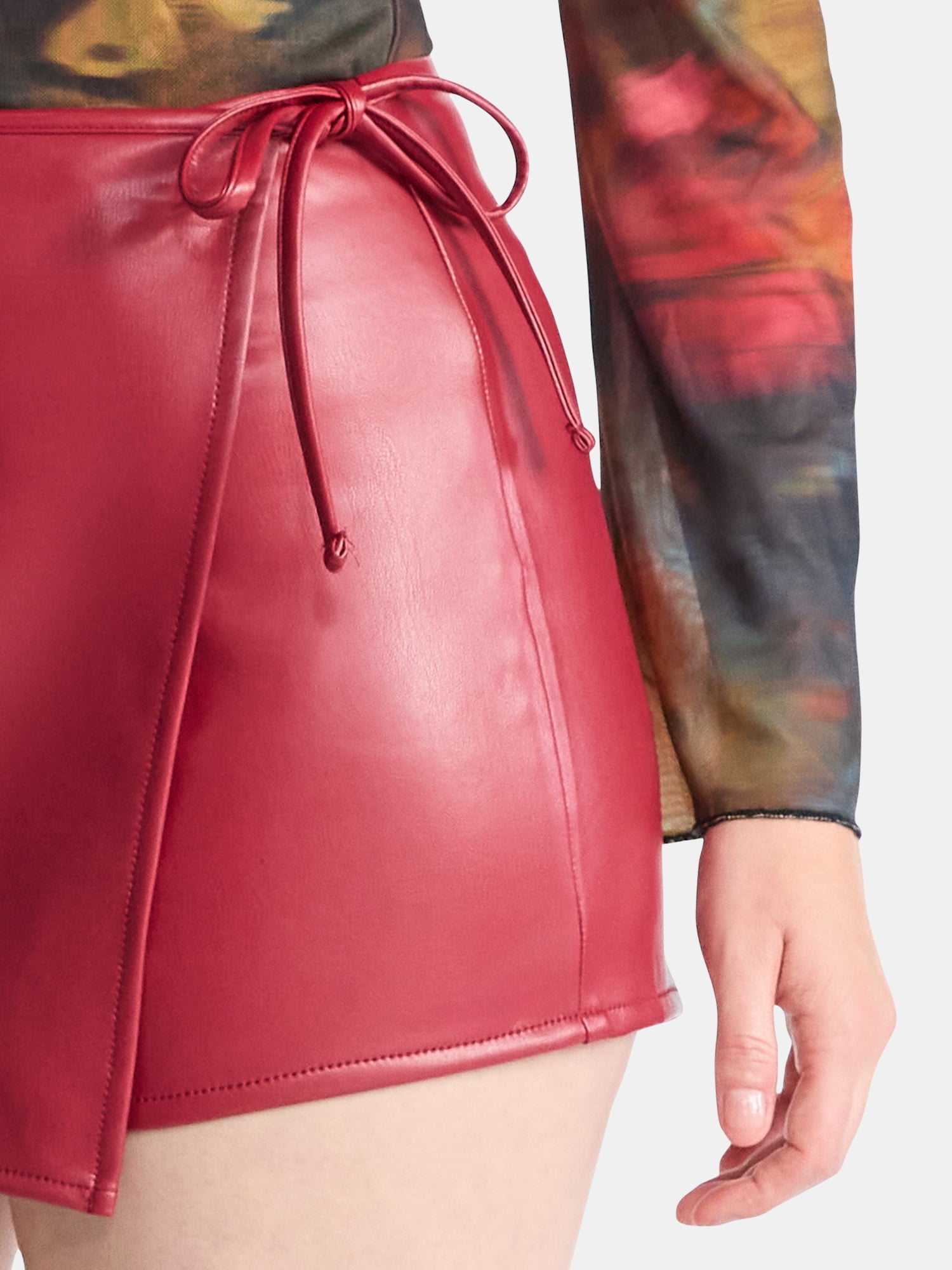 Madden NYC Women's Faux Leather Wrap Skort