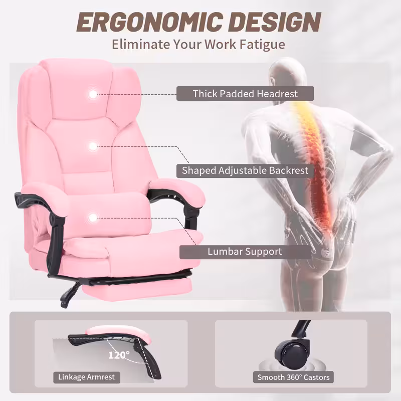 Qusaphy Heavy Duty 600 LBS Executive Office Chair, Breathable Fabric Big and Tall Computer Chair with Memory Foam Spring Cushion, 155° Recline Ergonomic Desk Chair with Lumbar Support
