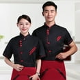 thumbnail image 3 of QCTime Unisex Short Long Sleeve Chef Jacket Coat Hotel Kitchen Service Uniform Workwear, 3 of 8