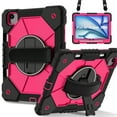 thumbnail image 6 of Case for iPad Air 11 Inch 2024 M2 (Air 6th Generation) A2902/A2903/A2904, Rugged Shockproof Case with Crossbody Strap & Pencil Holder [360° Rotating Hand Strap] & Stand, Black+Rose, 6 of 9