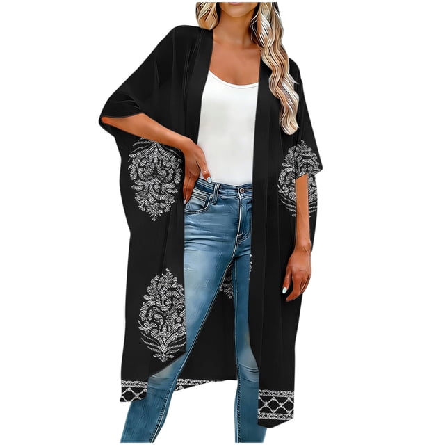 TaTaai Womens Solid Color Short Sleeve Open Front Cardigan Loose Fit Breathable Cover Up Casual Summer Kimono Gift