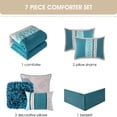 thumbnail image 7 of Lanco Dolores 7-Piece California King Comforter Set, Teal, Floral Fill Material 100% Polyester, All Season Premium Bedding Set, 7 of 7