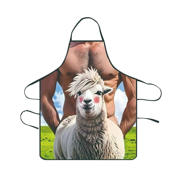 BallsFHK High-value Barbecue Creative And Interesting 3D Printed Waterproof Apron High-value Printed Apron.