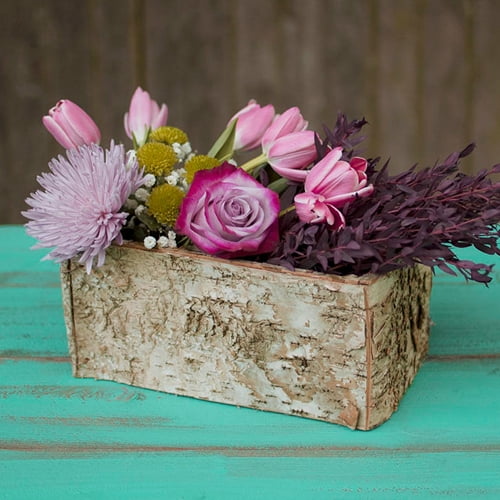 2 Pcs NULL Birch Bark Wood Planter Box Natural Fiber Liner Rectangle 10