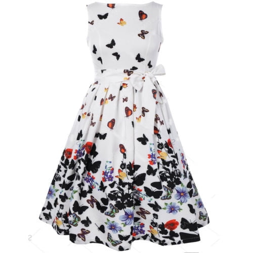 Women Summer Sleeveless Vintage Dress 