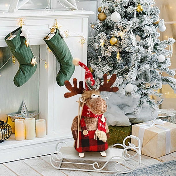 Figura de ciervo navideño para decoración de ventanas, ambiente navideño, regalo navideño