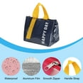 thumbnail image 4 of Uxcell Portable PU Waterproof Insulated Lunch Tote Bag for Office Picnic Outdoor, Navy Blue Yellow, 4 of 6