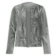 thumbnail image 4 of Women's Sequin Shrug Cardigans Trendy Velvet Shirts Tops Open Front Sequin Jackets Cardigan Glitter Long Sleeve Short Coats Crop Blazer, 4 of 7