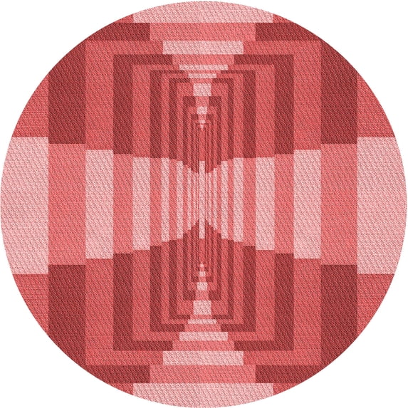 Ahgly Company Indoor Round Patterned Ferrari Red Area Rugs, 8' Round