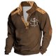 thumbnail image 1 of Blusas y camisas de manga larga con cuello redondo para hombre, sudadera informal con capucha, estampado étnico retro, cuello alto, cremallera, manga larga, holgada, con bolsillos, blusa para hombre, 1 of 2