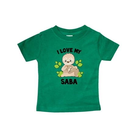 

Inktastic Cute Sloth I Love My Saba with Green Leaves Gift Baby Boy or Baby Girl T-Shirt