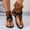 Brown, variant on Plus Size Women's Casual Ankle Bootie Sandals, Solid Round Open Toe Thong Style, Rear Zipper Flat Soft Sole Footwear Brown 38